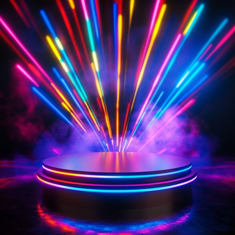 彩色光束圆形讲台