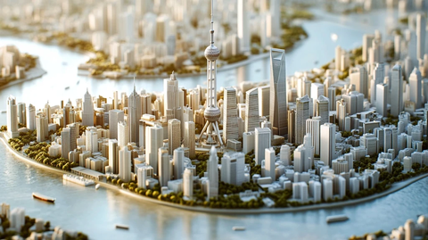 东方明珠塔下的城市高楼群鸟瞰全景