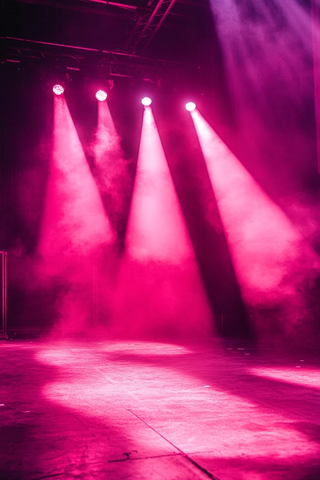 舞台桁架与三盏聚光灯侧视图