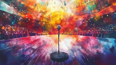 舞台空剧场水彩