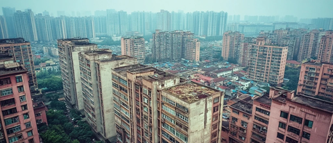 老旧居民楼鸟瞰全景