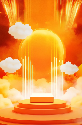 橙色背景购物海报