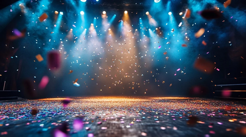 舞台灯光与彩带