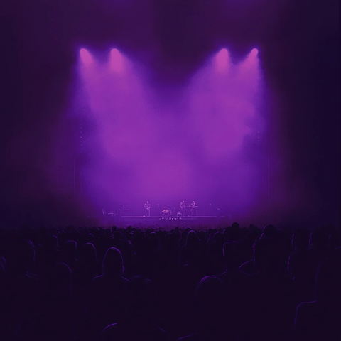 紫色舞台与观众剪影
