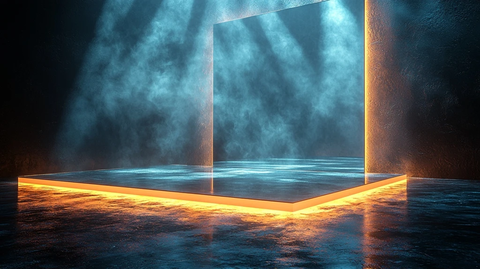 舞台地板上的巨型反光镜