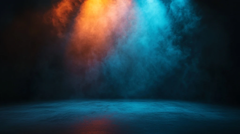 烟雾中的蓝橙光