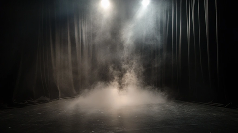 黑色窗帘与烟雾