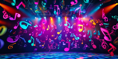 音乐会舞台上的字母与音符