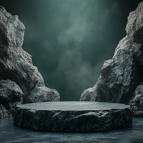 黑色石质展示台