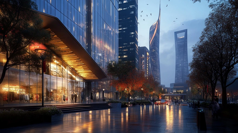 现代化都市商业区夜景