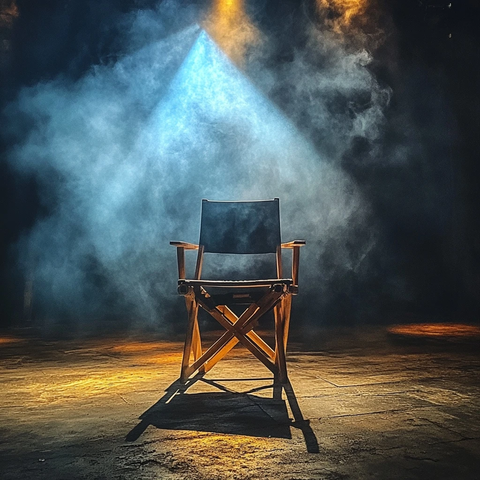 舞台聚光灯下的导演椅