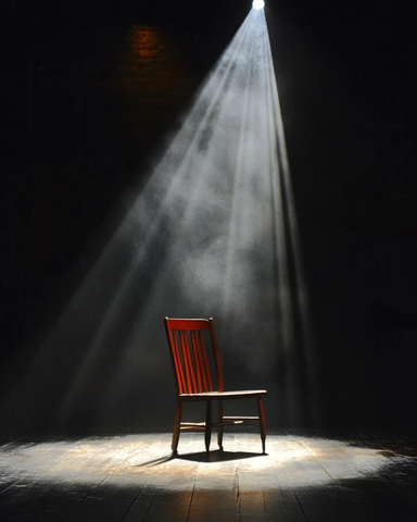 舞台中央的孤独木椅