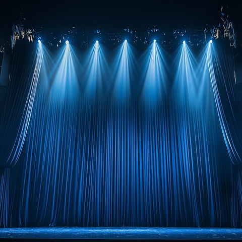 蓝色剧院幕布灯光