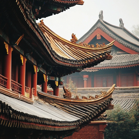 古建筑屋顶特写展现传统建筑之美