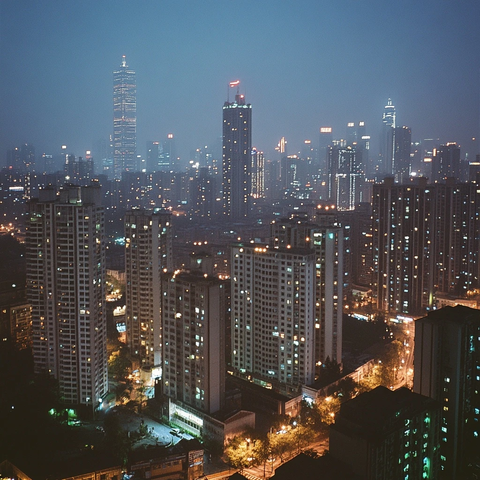 夜幕下灯火辉煌的城市夜景