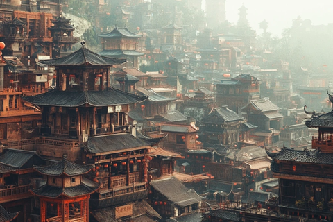 古建筑群鸟瞰全景