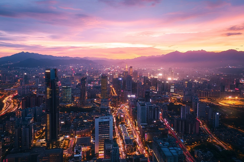 城市夜景鸟瞰高楼林立灯火璀璨的景象
