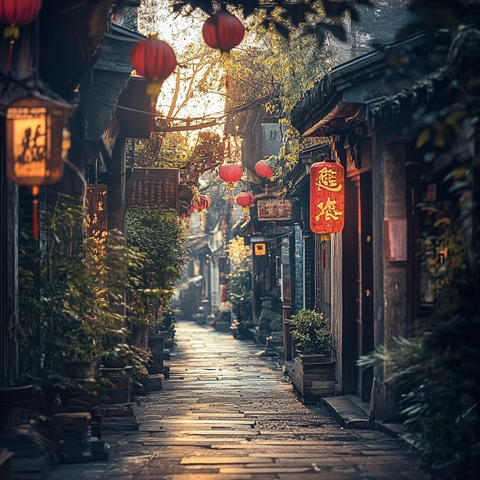 古色古香的灯笼小巷