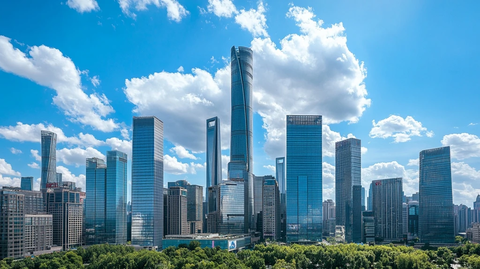 现代化大都市的摩天大楼全景图