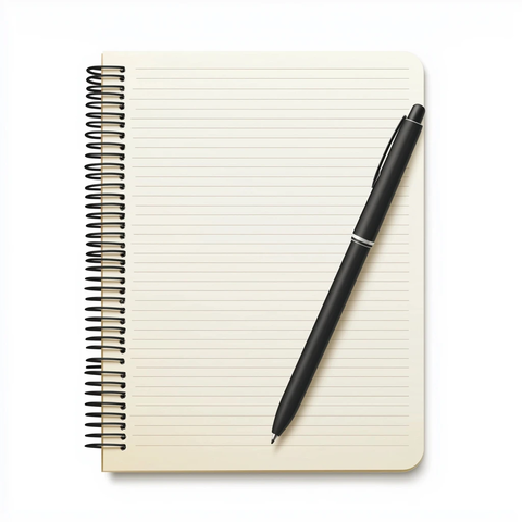 螺旋笔记本与黑笔