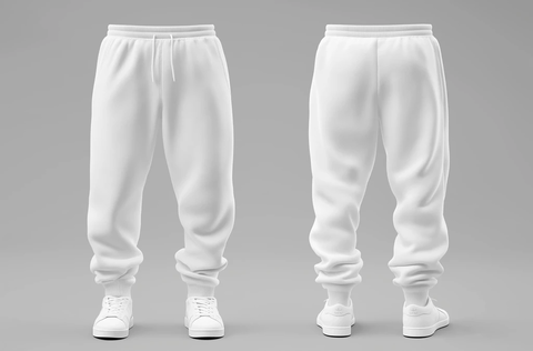 白色空白运动裤正反面视图