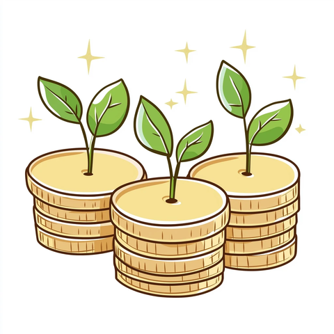 硬币堆上的小绿植