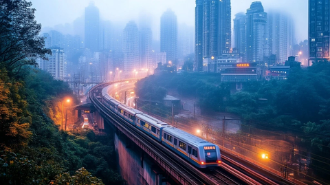 城市中行驶的列车