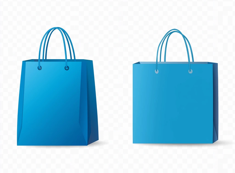蓝色购物袋透明背景