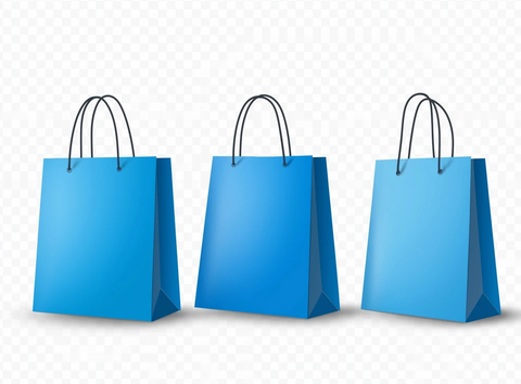 蓝色购物袋透明背景