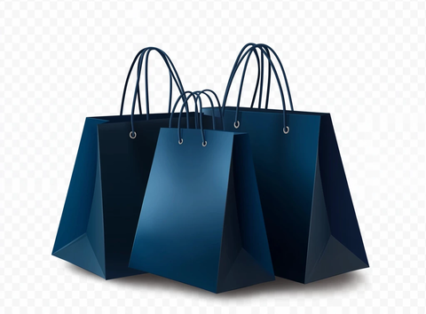 蓝色购物袋透明背景