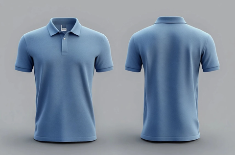 蓝色Polo衫3D渲染图