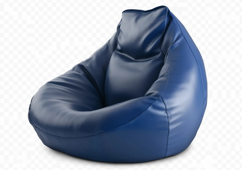 蓝色皮革豆袋椅