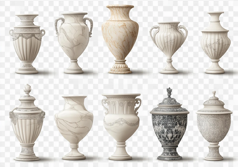 白色大理石花盆