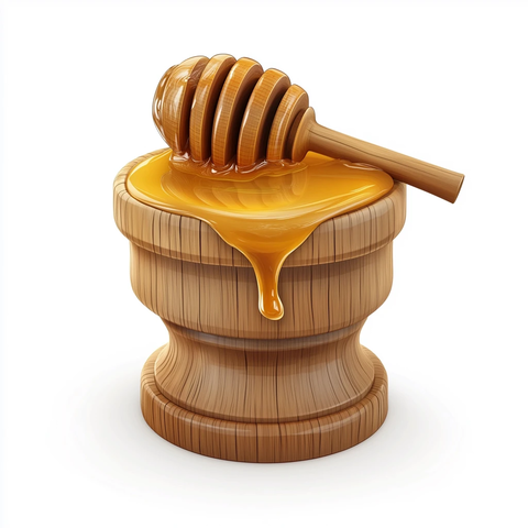 木制蜂蜜勺滴落蜂蜜