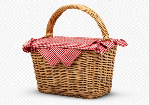 野餐篮红格纹丝带