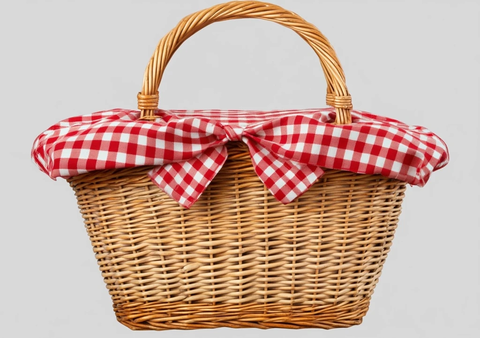 野餐篮红格纹带