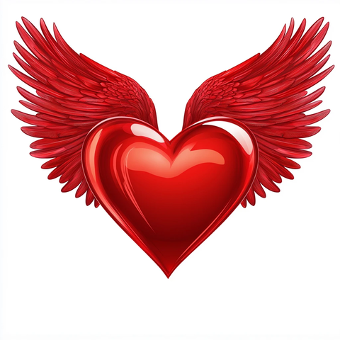红心翅膀透明背景