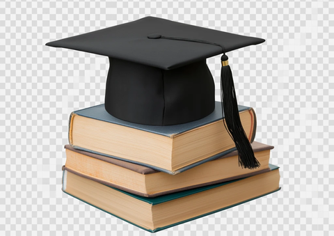 黑色毕业帽与书籍
