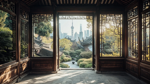 透过中式门窗看现代建筑的独特视角