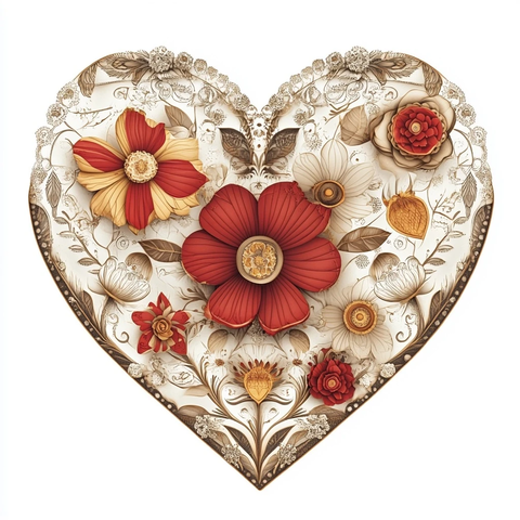 心形花卉蕾丝设计