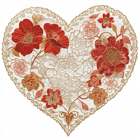 心形花卉蕾丝图案