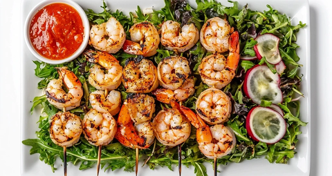 烤虾串沙拉
