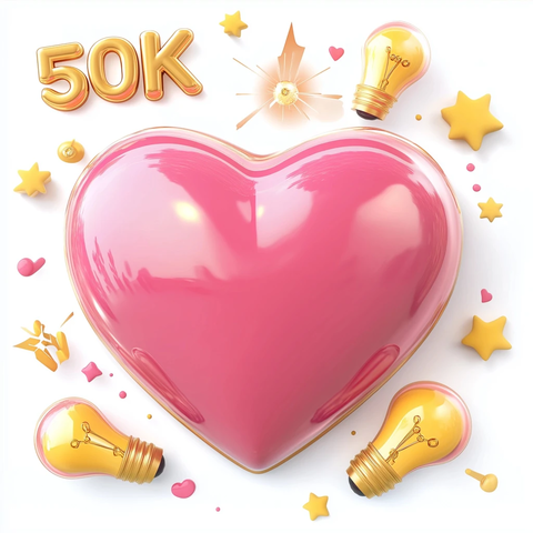 粉色心形50K贴纸