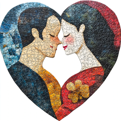 心形拼图幸福情侣