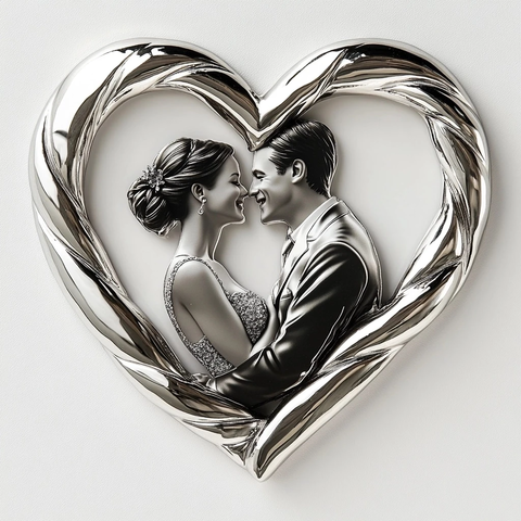 银质心形相框