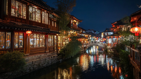 古色古香的江南水乡夜景