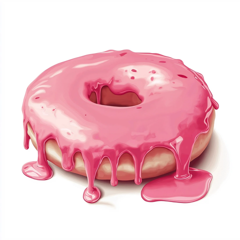 粉色糖霜滴落甜甜圈