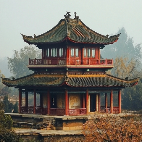 古色古香的双层中式建筑