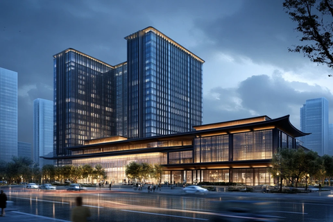 现代城市中的高楼大厦夜景