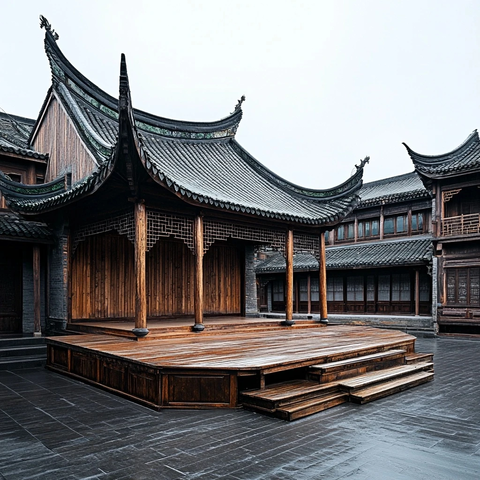 古色古香的传统中式建筑庭院